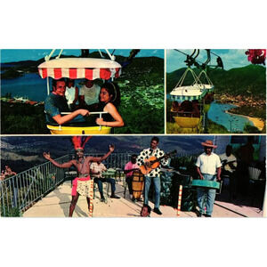 ST. THOMAS Virgin Islands TRAMWAY TO THE TOP OF THE ISLE Panoramic View Postcard